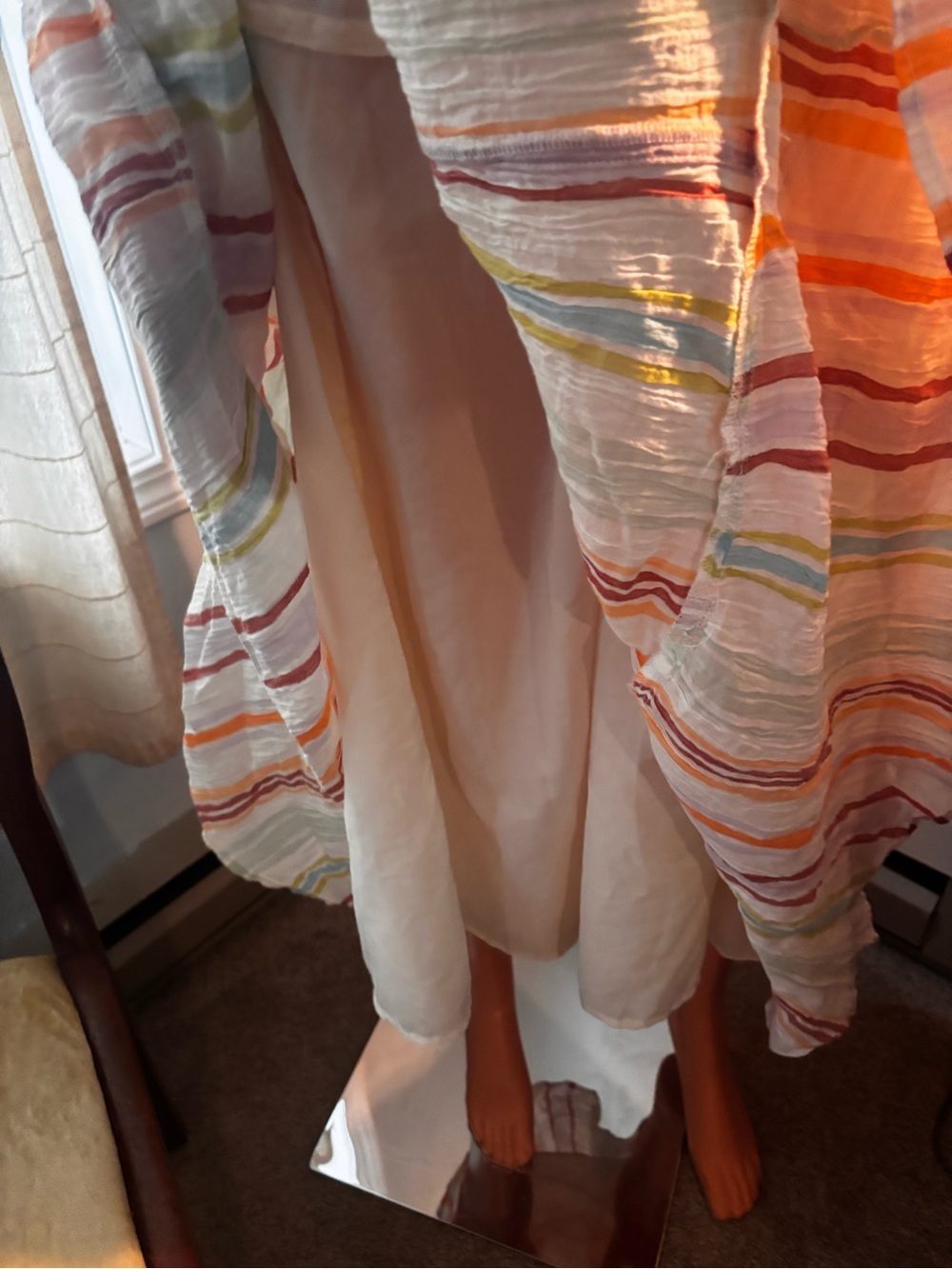 American Eagle Outfitters White Multicolor Striped Halter Maxi Dress - Picture 8 of 10